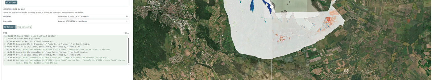 Two layers compared with a draggable divider across the map